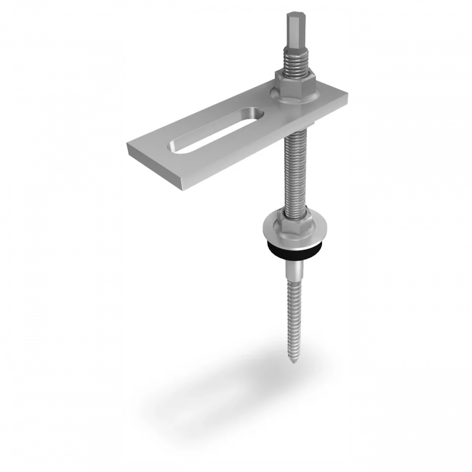 K2 2000122 Stockschraube M10 × 250, vormontiert mit Adapterblech und Faserzementdichtung, für Holz-Unterkonstruktion