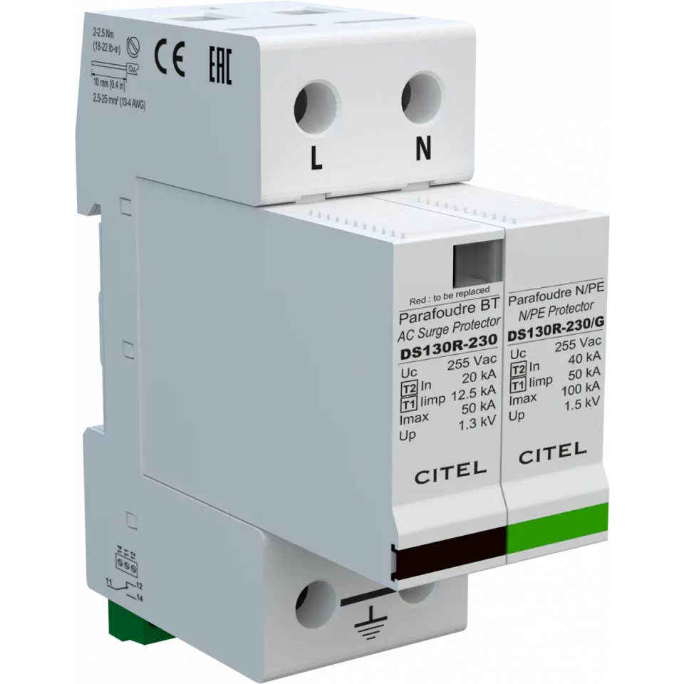 Citel 571532 AC Surge arrestor, Type 1+2 (DS132RS-230/G)