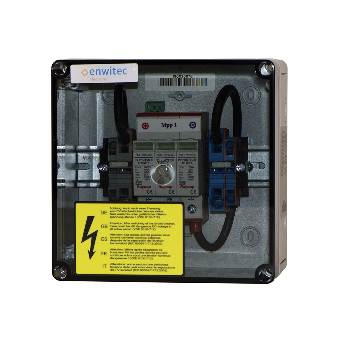 enwitec 10012868 Generatoranschlusskasten 1 MPPT 1-2 Stränge SPD Typ 1/2 Enwitec 10012868 Generatoranschlusskasten 1 MPPT 1-2 Stränge SPD Typ 1/2