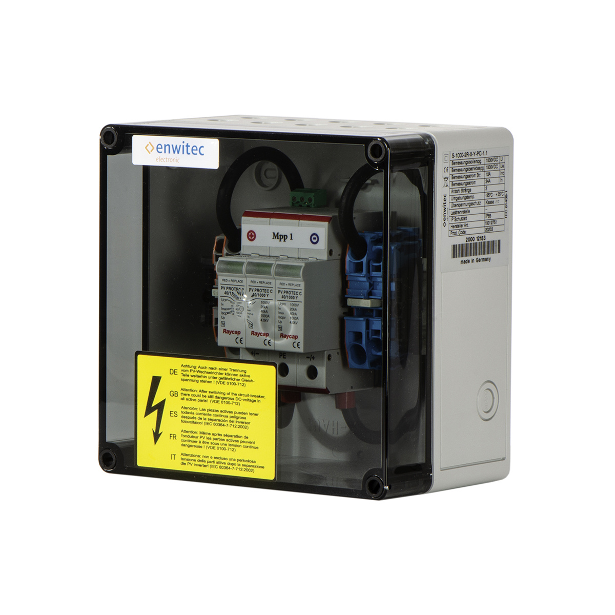 enwitec 10012751 Generatoranschlusskasten 1 MPPT 1-2 Stränge SPD Typ 2 Enwitec 10012751 Generatoranschlusskasten 1 MPPT 1-2 Stränge SPD Typ 2