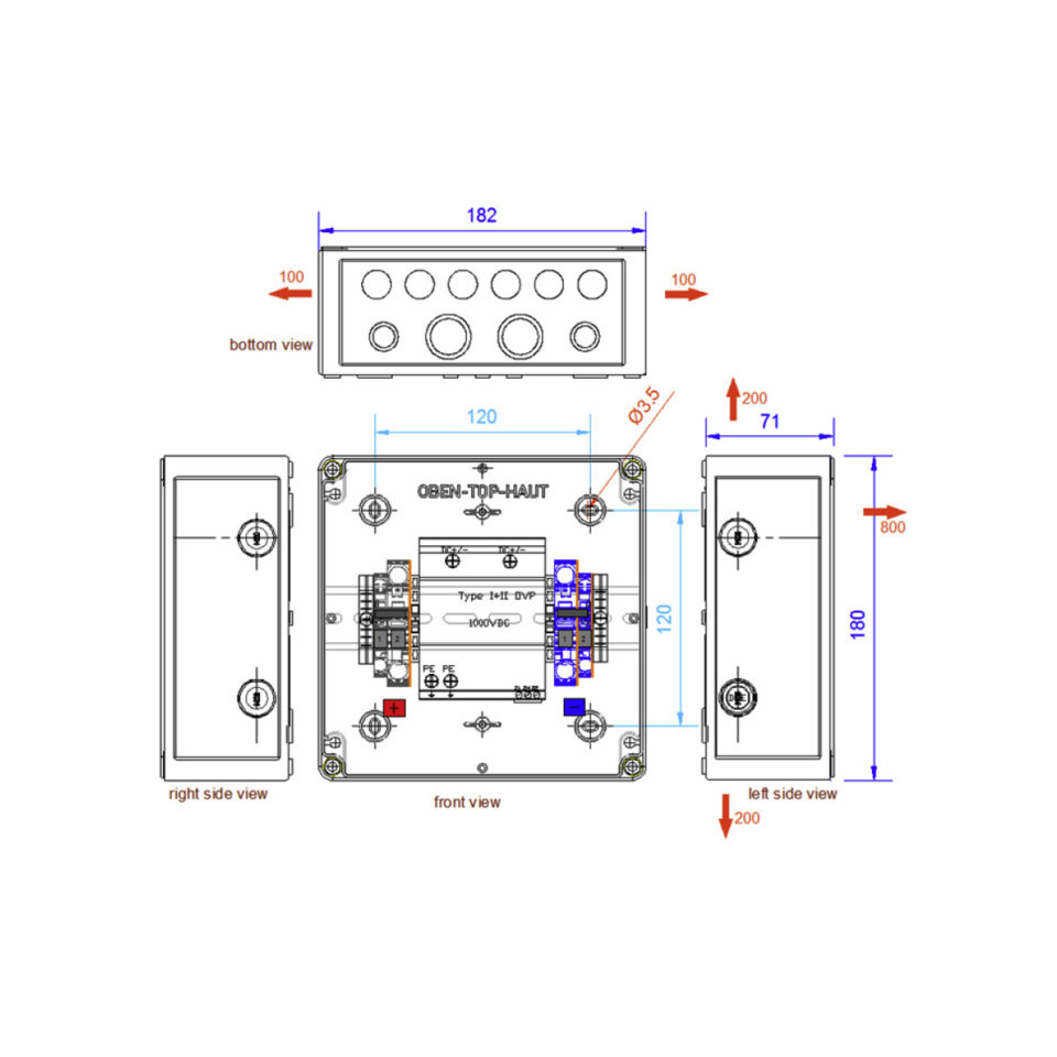 enwitec 10012868 Generatoranschlusskasten 1 MPPT 1-2 Stränge SPD Typ 1/2