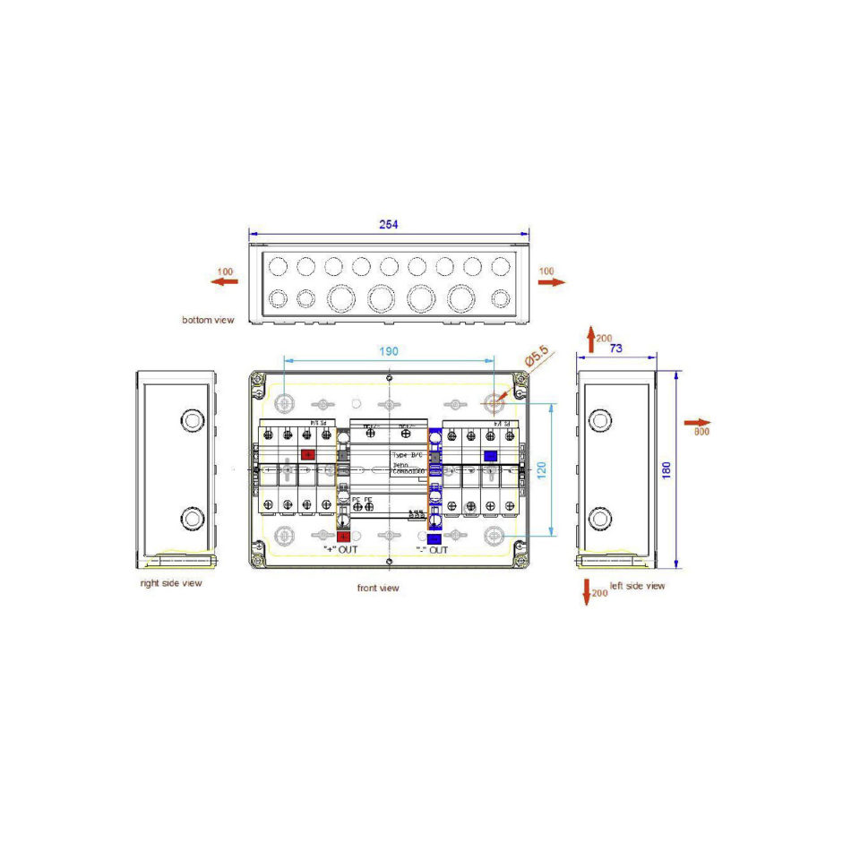 enwitec 10013101 Generatoranschlusskasten 1 MPPT 3-4 Stränge SPD Typ 1/2