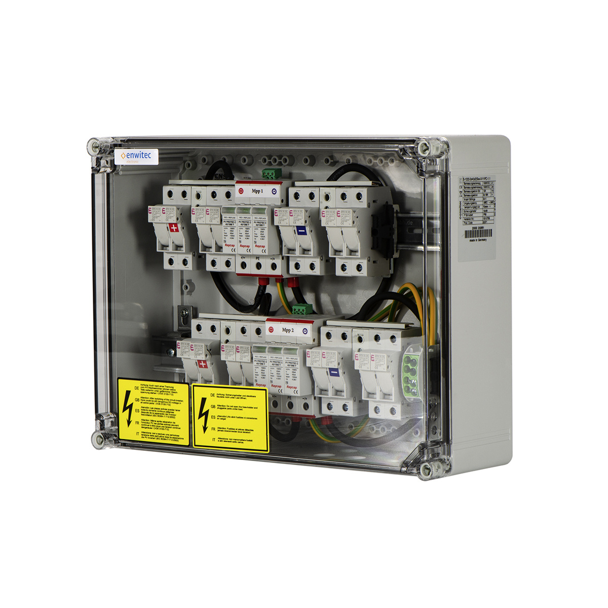 enwitec 10012769 Generatoranschlusskasten 2 MPPT 3-4 Stränge SPD Typ 2 Enwitec 10012769 Generatoranschlusskasten 2 MPPT 3-4 Stränge SPD Typ 2