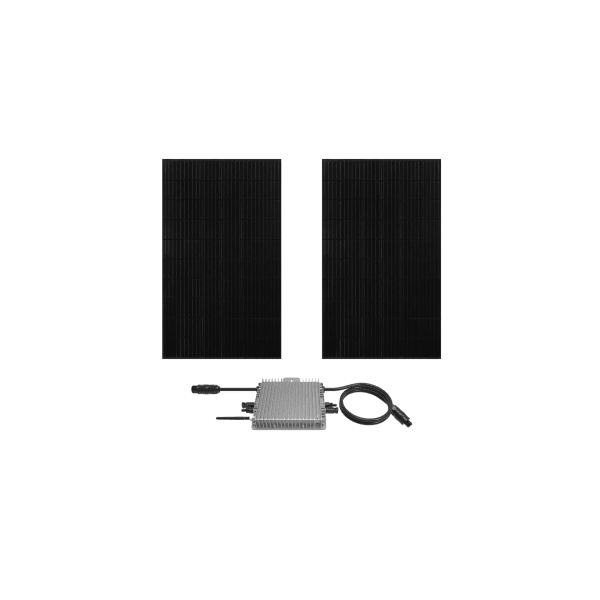 Balkonkraftwerk 2 × PV-Modul JA Solar JAM60S21-370/MR Komplett Schwarz + Mikro-Wechselrichter Deye SUN-M80G3-EU-Q0