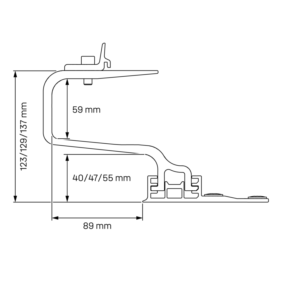 Technische Zeichnung von K2 2004795 Dachhaken SingleHook 3S Light